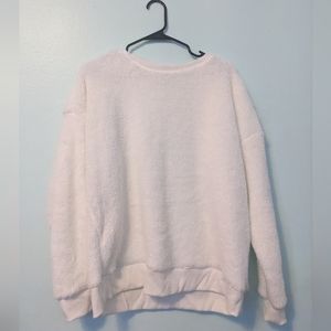 White fluffy crew neck sweatshirt